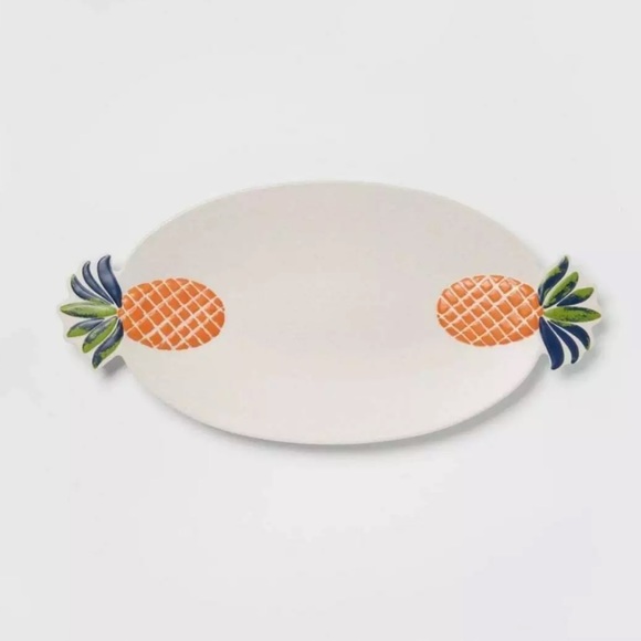 New Opalhouse Pineapple Icon Design Melamine/Bamboo Serving Platter 21" X 10" - Picture 2 of 5